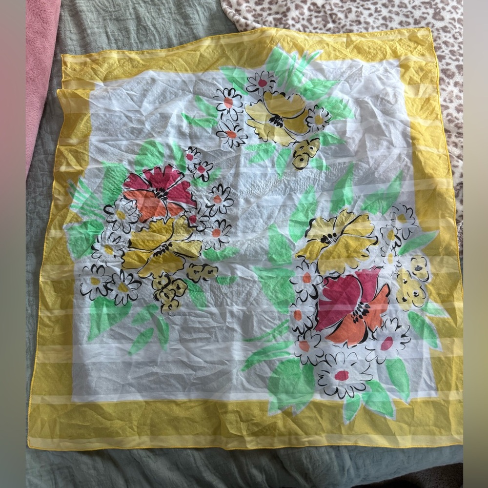 Floral Yellow and White Scarf